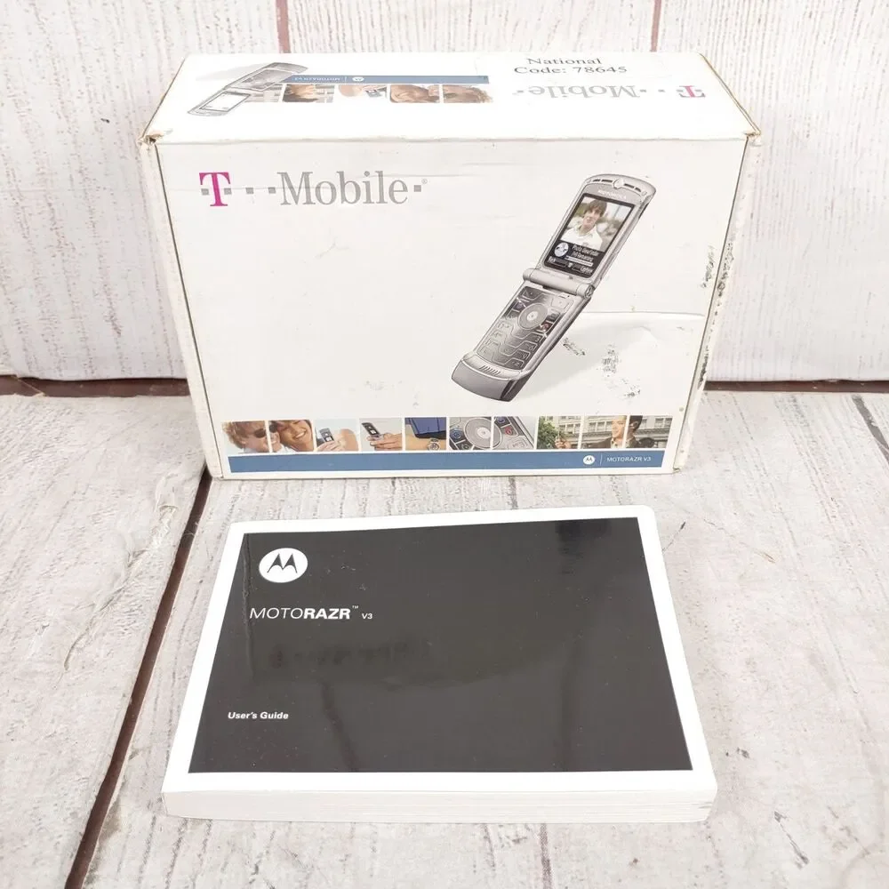 NO BATT Motorola RAZR V3 Flip Cell Phone - CINGULAR SILVER w/ Box Manual, TESTED